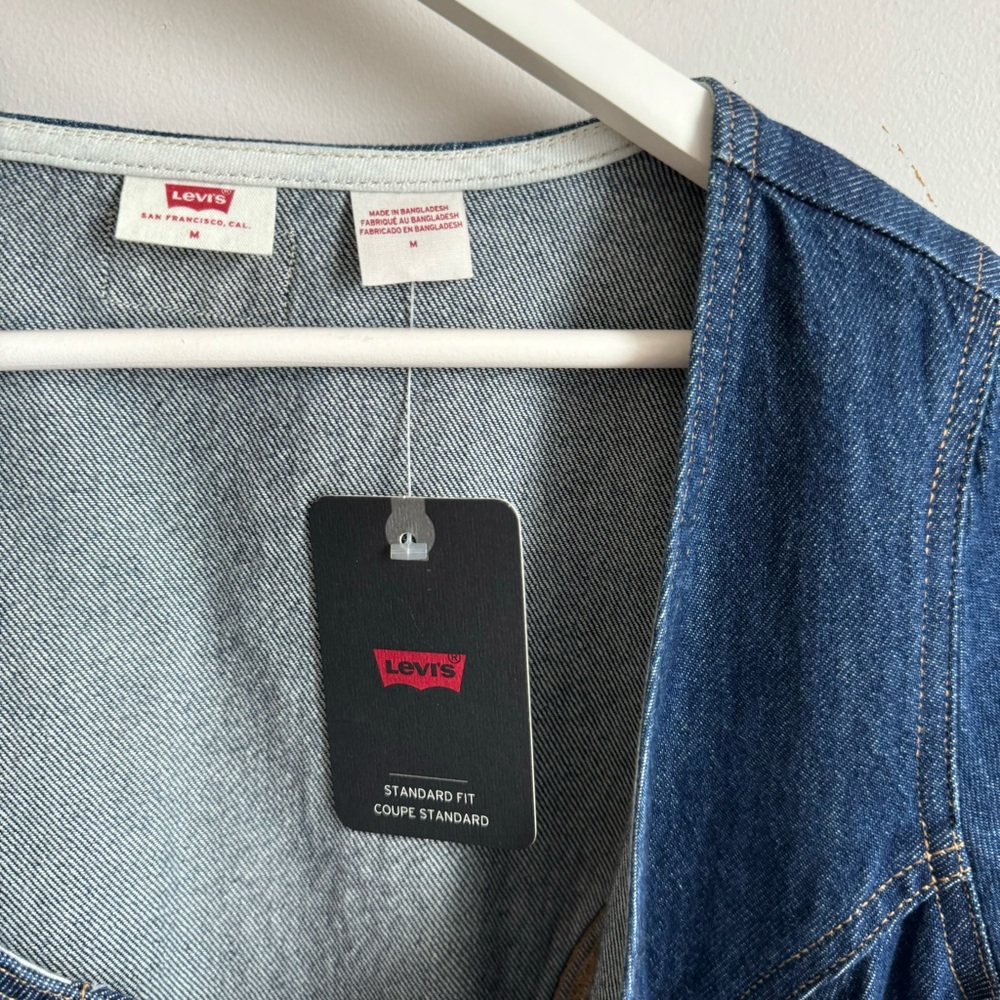 Levi’s Veda Denim Button-Front Dress Size M Cotton Dark Wash - Picture 6 of 15